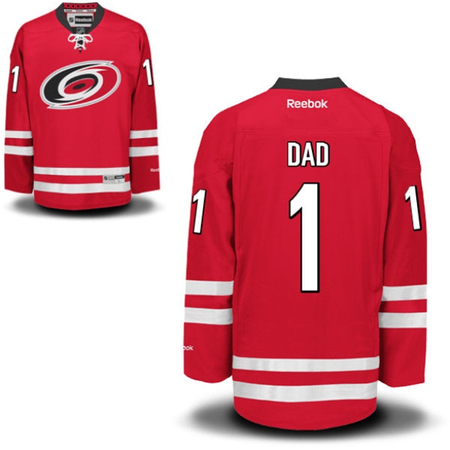 Gift for Dad Carolina Hurricanes Red Number One Dad Jersey