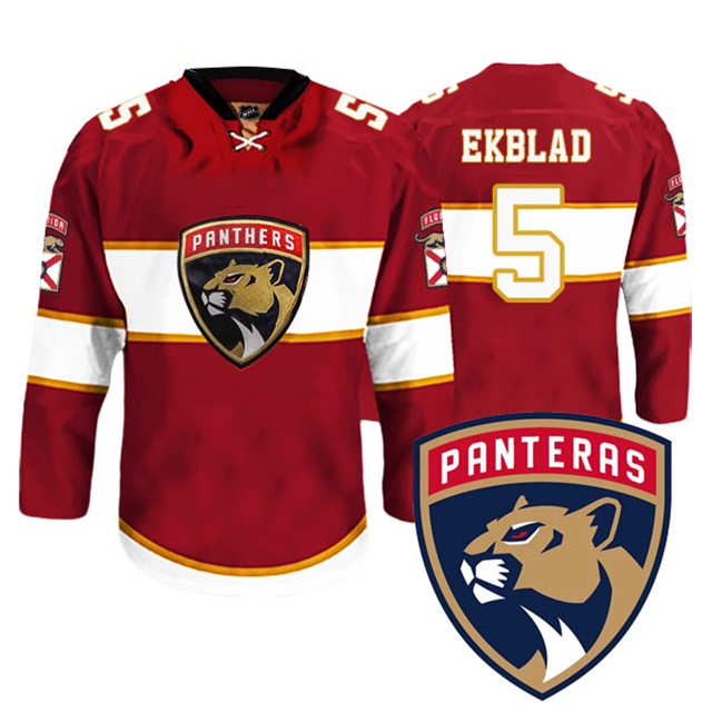 Aaron Ekblad #5 Florida Panthers New Logo Reebok Red Premier Player Jersey