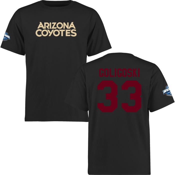 Alex Goligoski Coyotes Black Short Sleeve Wordmark T-Shirt