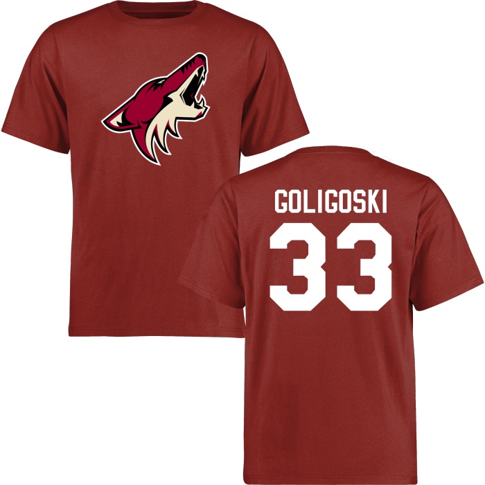 Alex Goligoski Coyotes Red Short Sleeve Wordmark T-Shirt