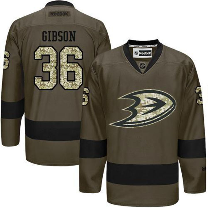 John Gibson Anaheim Ducks #36 Green Camo Player Jersey