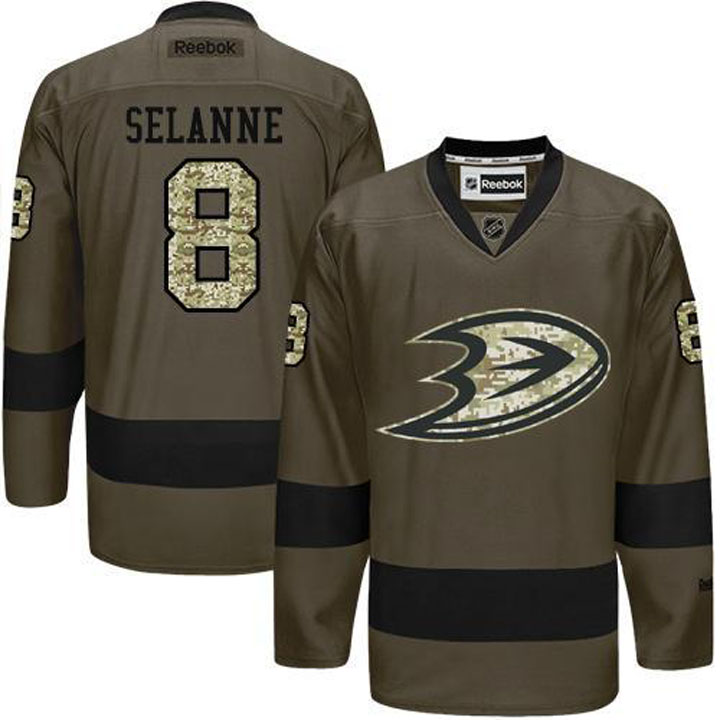 Teemu Selanne Anaheim Ducks #8 Green Camo Player Jersey