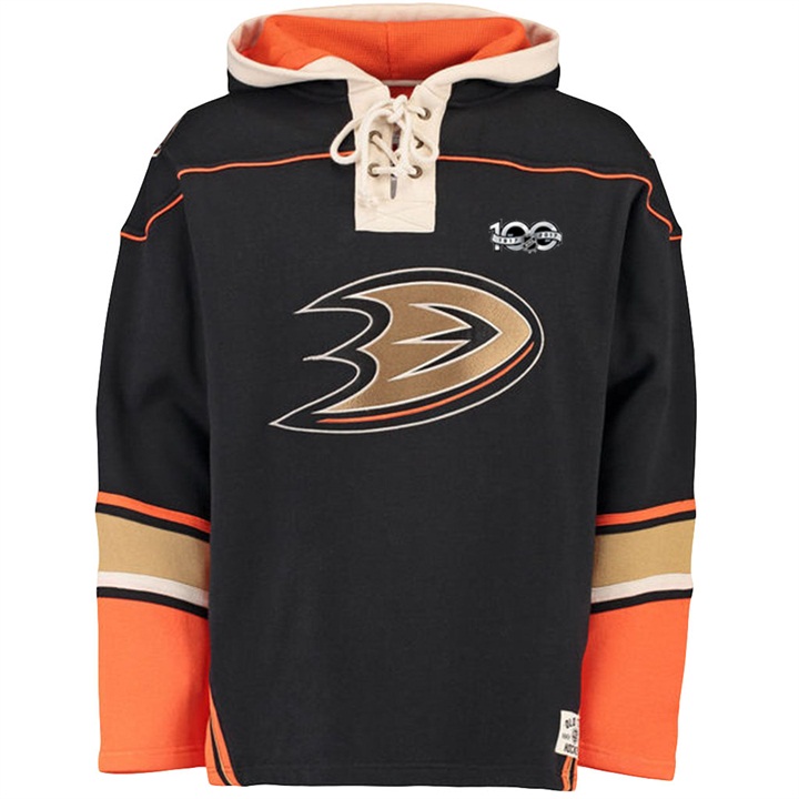 NHL Ducks Black Centennial Patch Pullover Old Time Hockey Hoodie