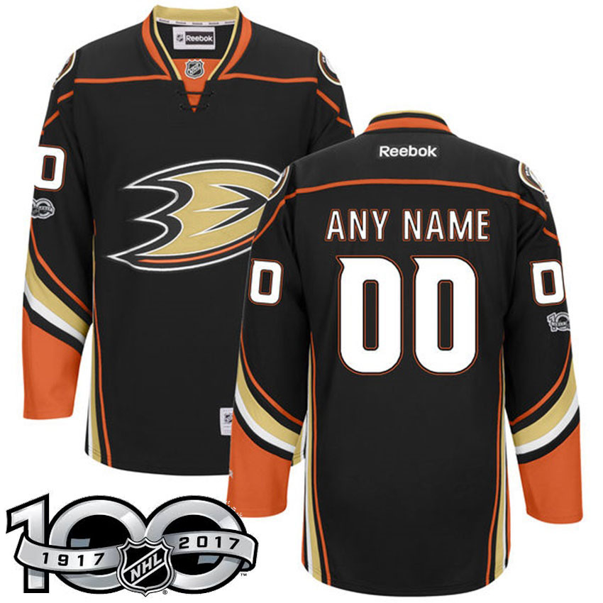 Anaheim Ducks Black Celebrate 100th Classic Patch Customized Jersey