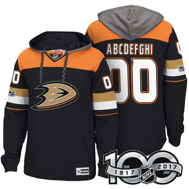 Anaheim Ducks Black Centennial Classic Patch Custom Hoodie