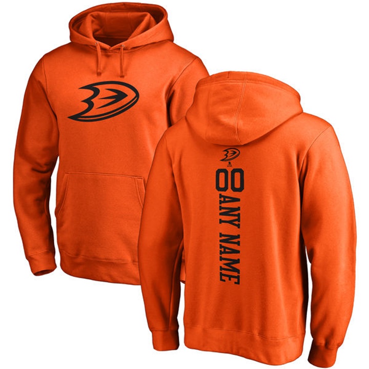 NHL Anaheim Ducks Orange Personalized Backer Fleece Pullover Hoodie