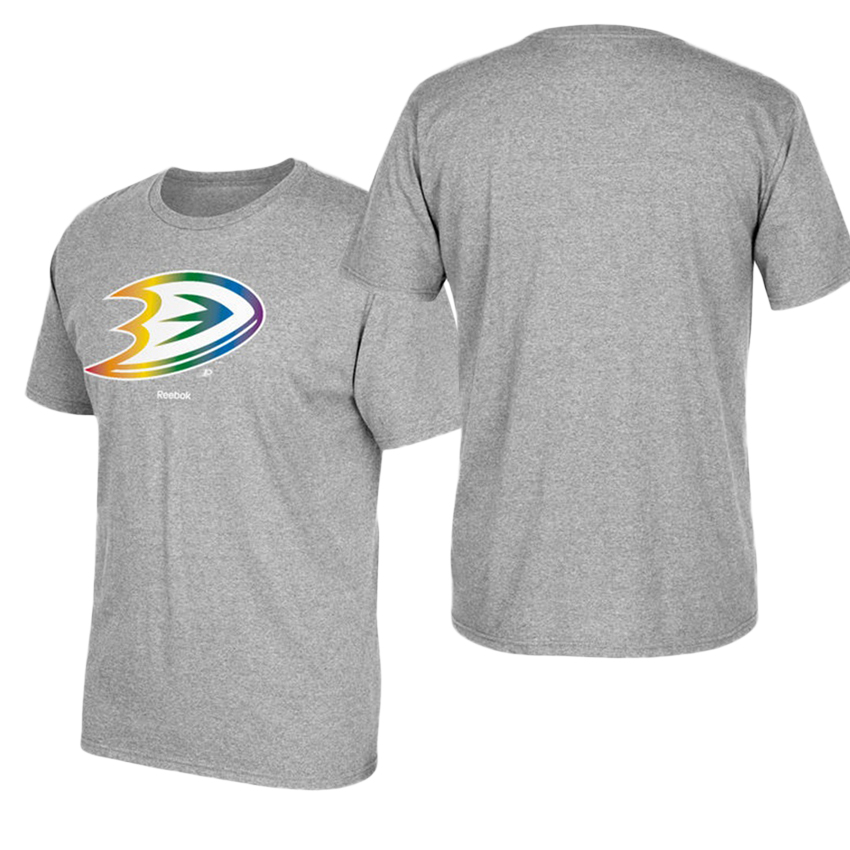 Anaheim Ducks Gray Hockey Is For Everyone Rainbow T-shirt