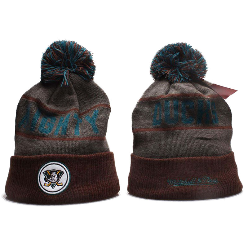 2016-2017 Anaheim Ducks Mitchell And Ness Knit Hat With Pom Beanies Red Wine