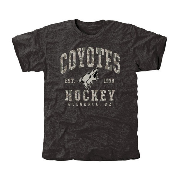 Arizona Coyotes Camo Stack Black Tri-Blend T-Shirt