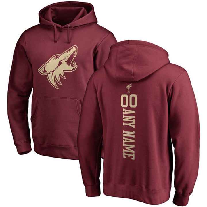 NHL Arizona Coyotes Maroon Personalized Backer Fleece Pullover Hoodie