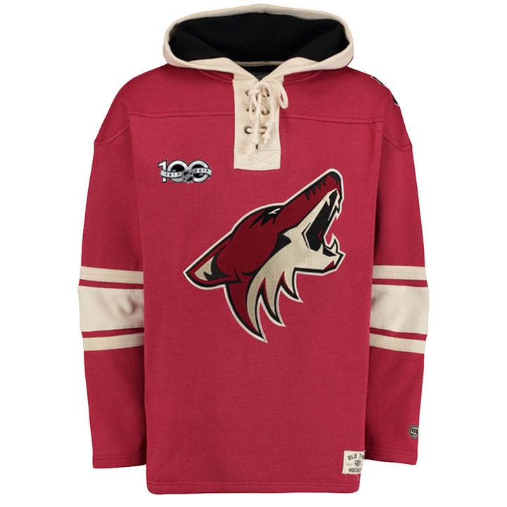 NHL Coyotes Garnet Centennial Patch Pullover Old Time Hockey Hoodie