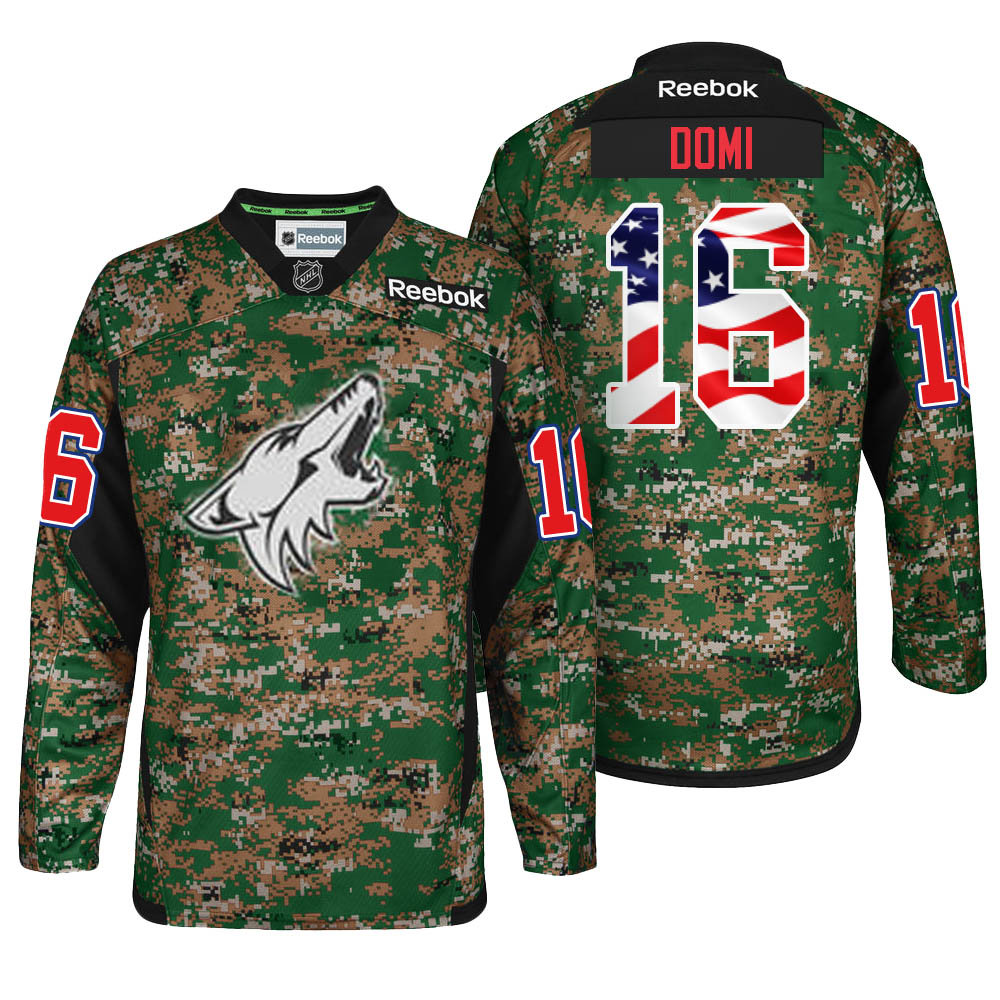 2016-2017 Coyotes Max Domi #16 Camo Military Appreciation Night Jersey