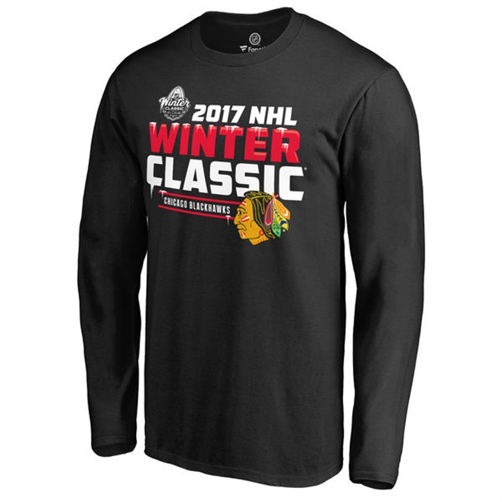 2017 NHL Winter Classic Blackhawks Long Sleeve Black T-shirt