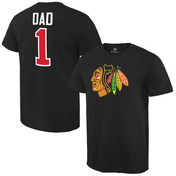 Men's Chicago Blackhawks Number One Dad Black T-Shirt