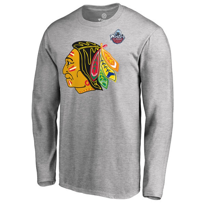 2017 NHL Winter Classic Blackhawks Long Sleeve Gray T-shirt