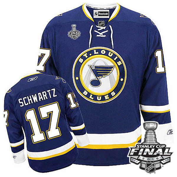 Jaden Schwartz St. Louis Blues #17 2016 Stanley Cup Navy Blue Third Jersey