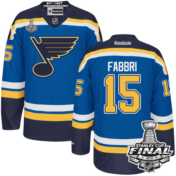 Robby Fabbri St. Louis Blues #15 2016 Stanley Cup Blue Home Jersey