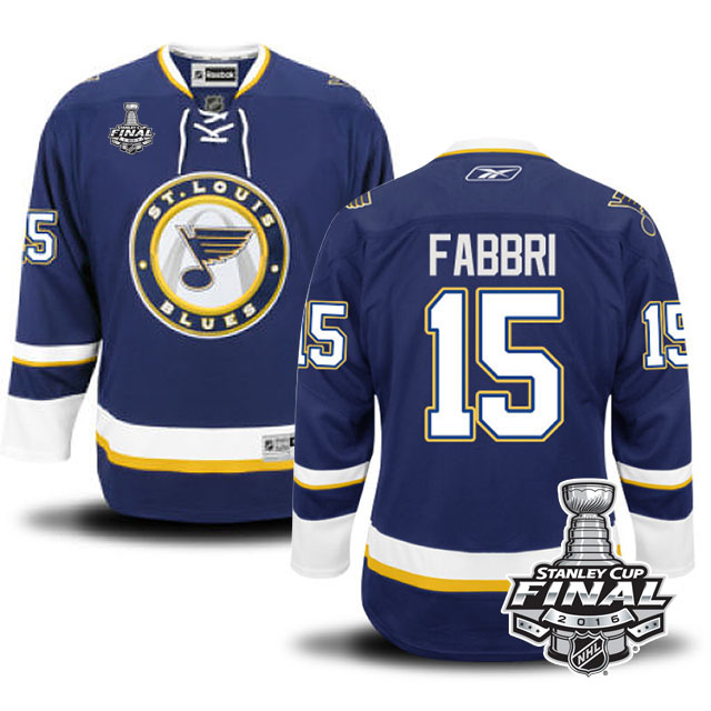 Robby Fabbri St. Louis Blues #15 2016 Stanley Cup Navy Blue Third Jersey