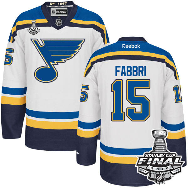 Robby Fabbri St. Louis Blues #15 2016 Stanley Cup White Away Jersey