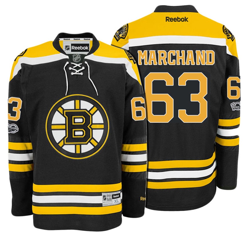 Bruins Brad Marchand #63 Black 100th Anniversary Patch Player Jersey