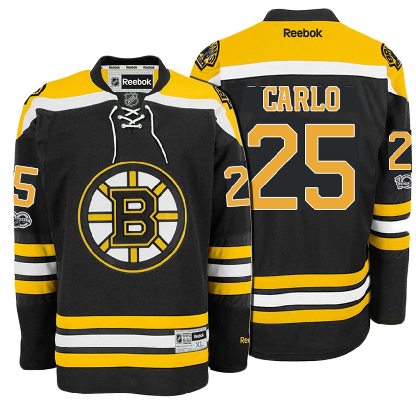 Bruins Brandon Carlo #25 Black 100th Anniversary Patch Player Jersey