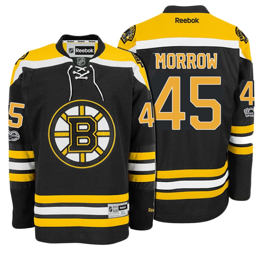 Bruins Joe Morrow #45 Black 100th Anniversary Patch Player Jersey