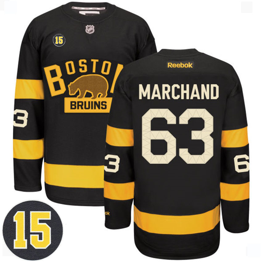 Bruins Brad Marchand #63 Black Milt Schmidt Patch Alternate Premier Jersey