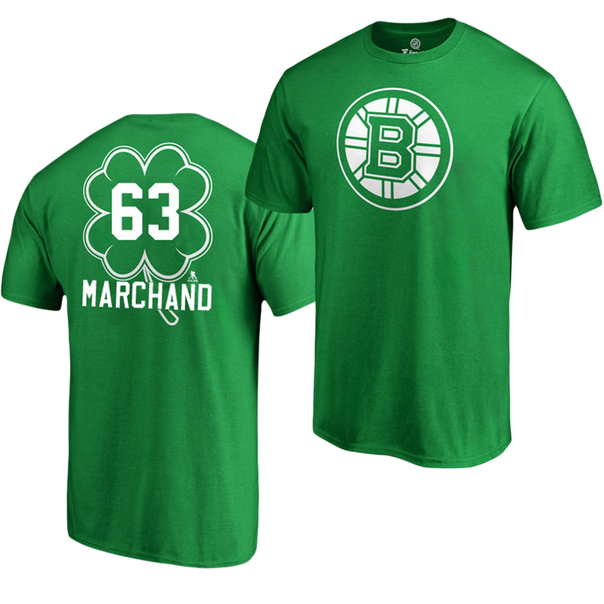 Bruins Brad Marchand #63 Green Name And Number St. Patty's Day T-shirt