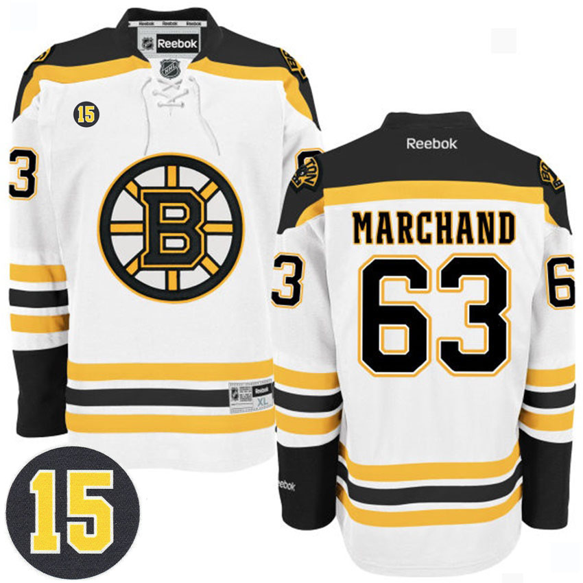 Bruins Brad Marchand #63 White Milt Schmidt Patch Away Premier Jersey