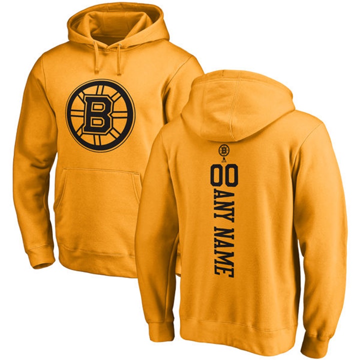 NHL Boston Bruins Gold Personalized Backer Fleece Pullover Hoodie