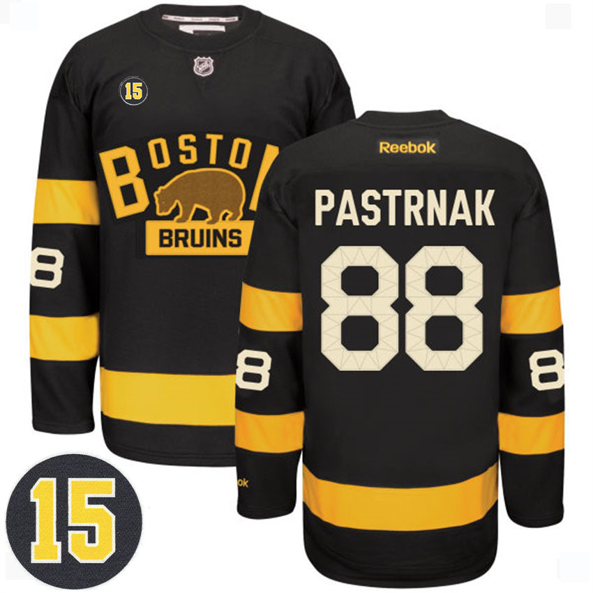 Bruins David Pastrnak #88 Black Milt Schmidt Patch Alternate Premier Jersey