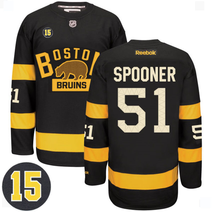 Bruins Ryan Spooner #51 Black Milt Schmidt Patch Alternate Premier Jersey