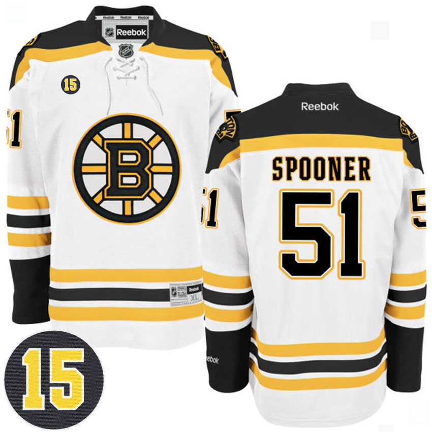 Bruins Ryan Spooner #51 White Milt Schmidt Patch Away Premier Jersey