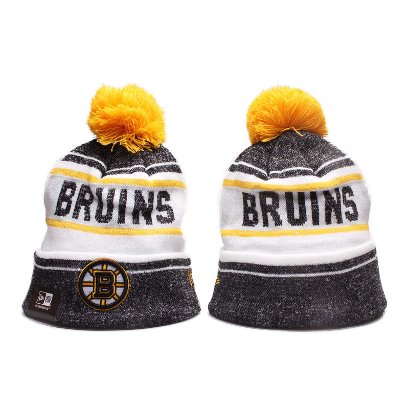 2016-2017 Boston Bruins Face-off Snowflake Knit Hat With Pom Beanies White/Gray