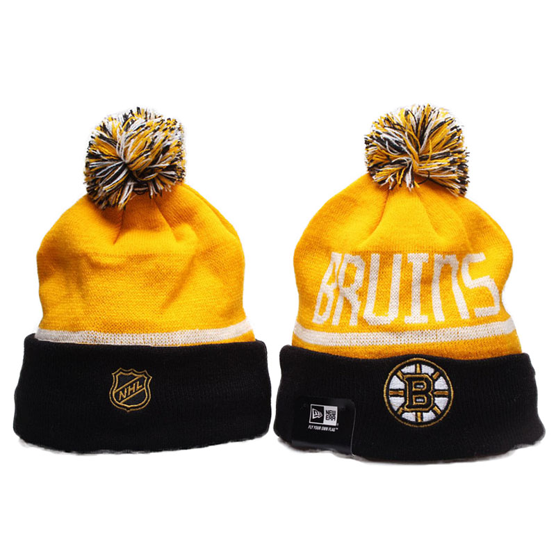 2016-2017 Boston Bruins Team Cuffed Knit Hat With Pom Beanies Yellow/Black