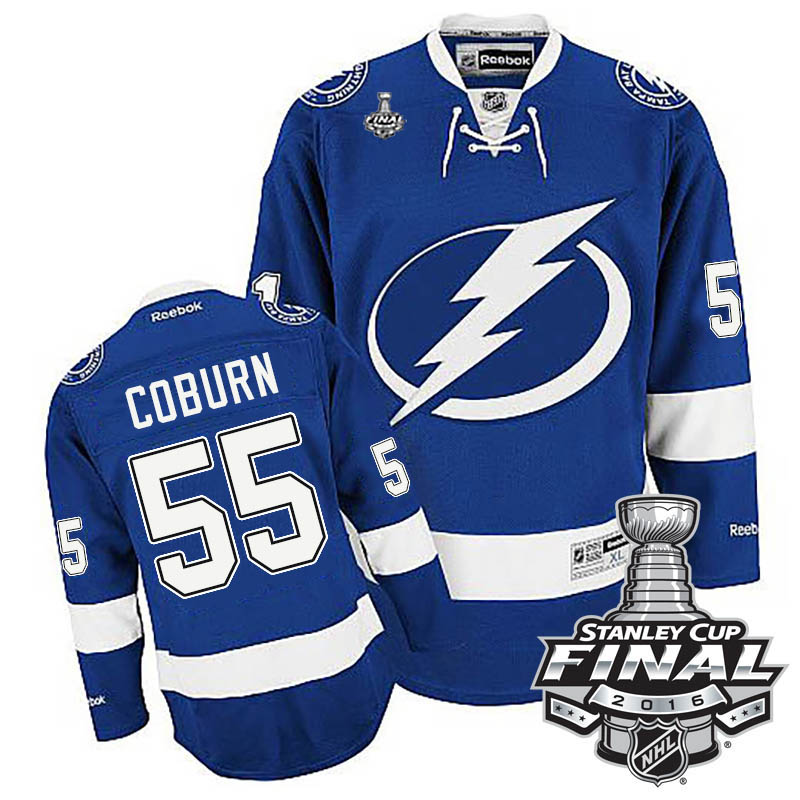 Braydon Coburn Tampa Bay Lightning #55 2016 Stanley Cup Blue Home Jersey