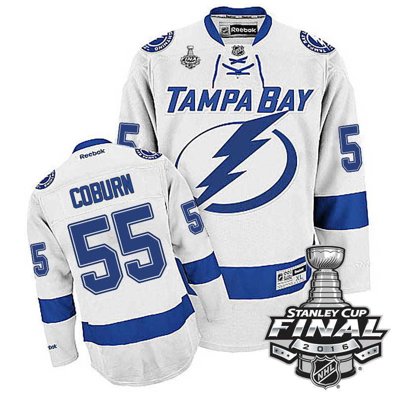 Braydon Coburn Tampa Bay Lightning #55 2016 Stanley Cup White Away Jersey