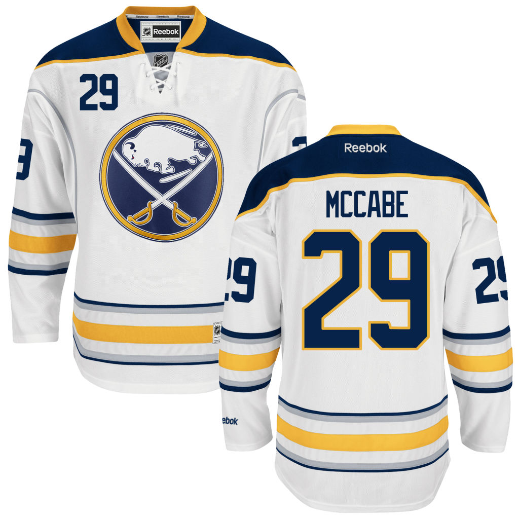 Sabres Jake McCabe White Premier Away Jersey