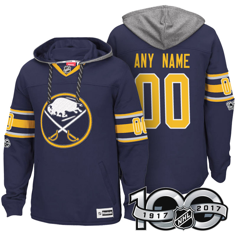 Sabres Navy Blue Centennial Patch Custom Hoodie