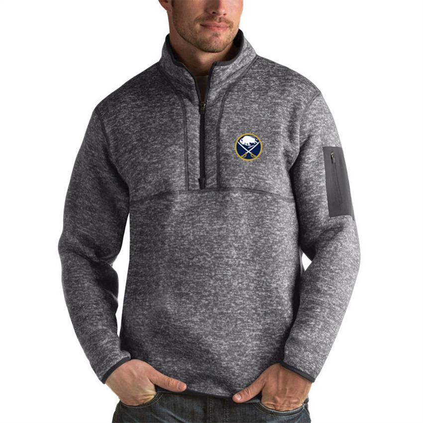 Buffalo Sabres Charcoal Antigua Fortune Half Zip Pullover Hoodie