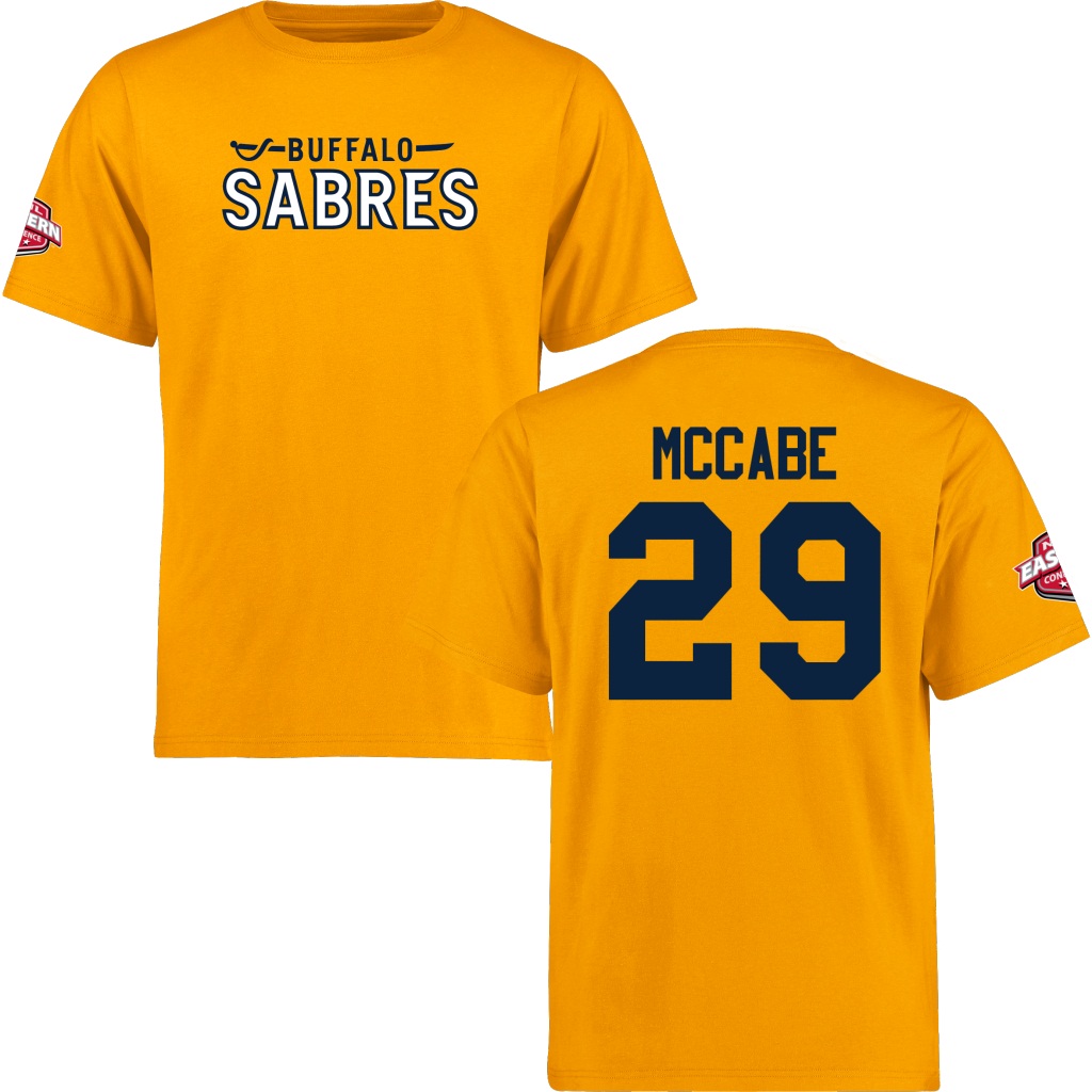 Sabres Jake McCabe Gold Number & Name Short Sleeve T-Shirt