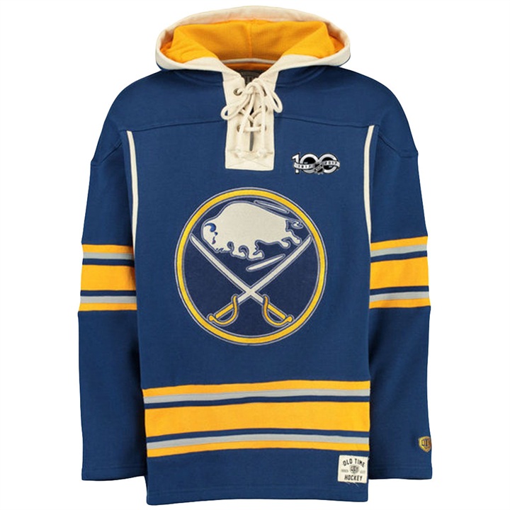 NHL Sabres Navy Centennial Patch Pullover Old Time Hockey Hoodie