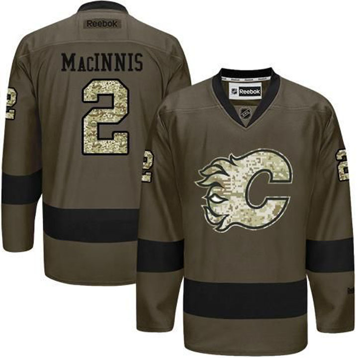 Al MacInnis Calgary Flames #2 Green Camo Player Jersey