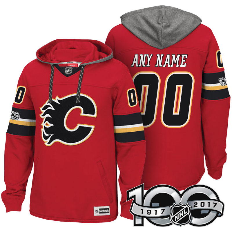 Calgary Flames Red Centennial Classic Patch Custom Hoodie