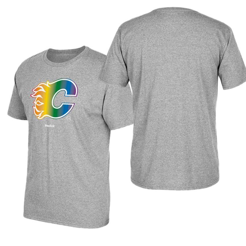 Calgary Flames Gray Hockey Is For Everyone Rainbow T-shirt