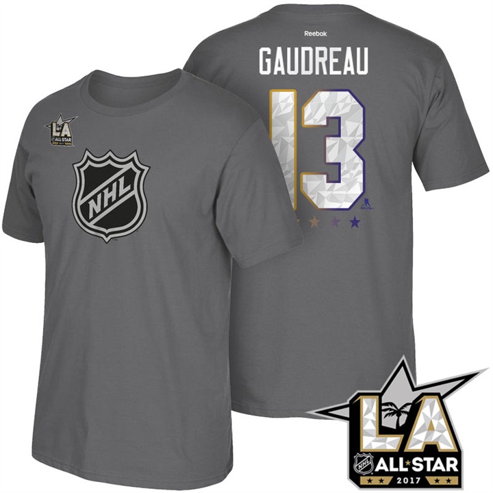 Flames #13 Johnny Gaudreau Gray 2017 All Star T-shirt