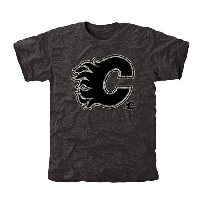 Calgary Flames Rink Warrior Black Tri-Blend T-Shirt