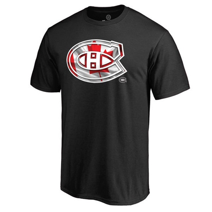 Montreal Canadiens Banner Wave Black T-Shirt