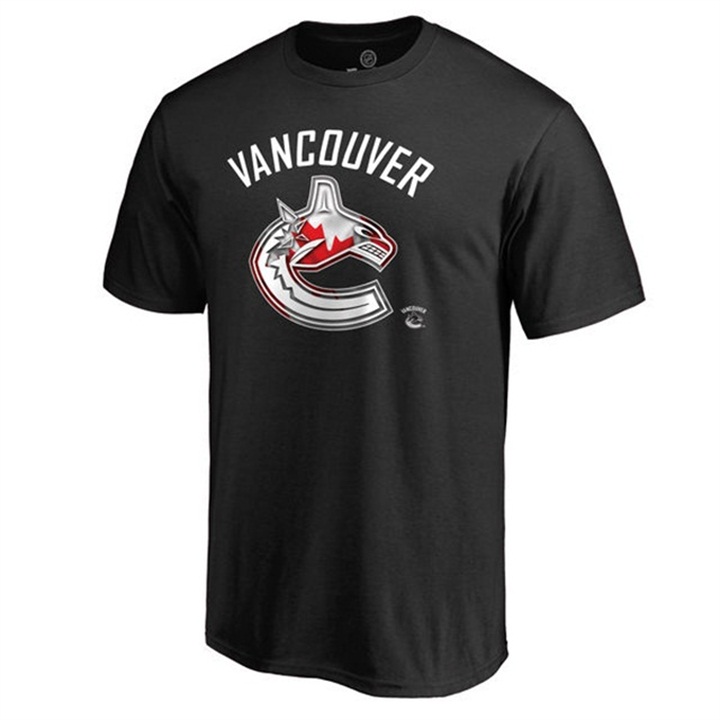 Vancouver Canucks Banner Wave Black T-Shirt