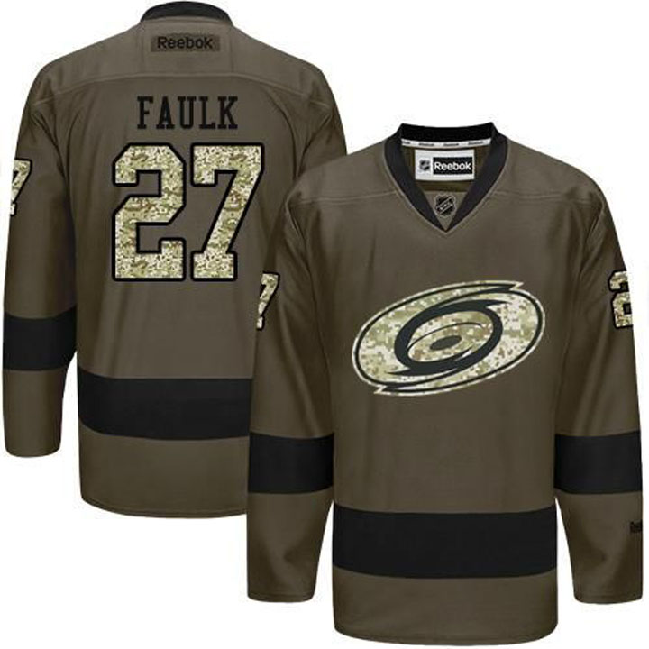 Justin Faulk Carolina Hurricanes #27 Green Camo Player Jersey